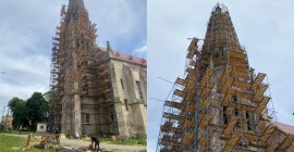 Металлическая Кровля Груп реставрирует 20-метровый шпиль на памятнике архитектуры – костеле Святейшего Сердца Иисуса в Черновцах
